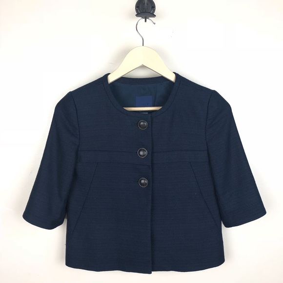 J. Crew Jackets & Blazers - J Crew Cropped Navy Blue Blazer Coat Size 0